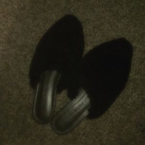 Jenni Kayne Shearling Mules Black Size 36